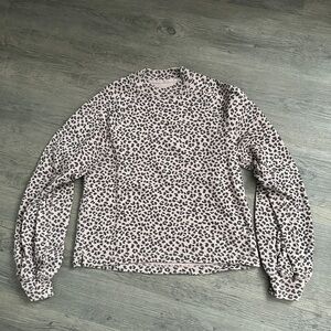 Abercrombie & Fitch Mini Mockneck Sweatshirt Tan Leopard XS